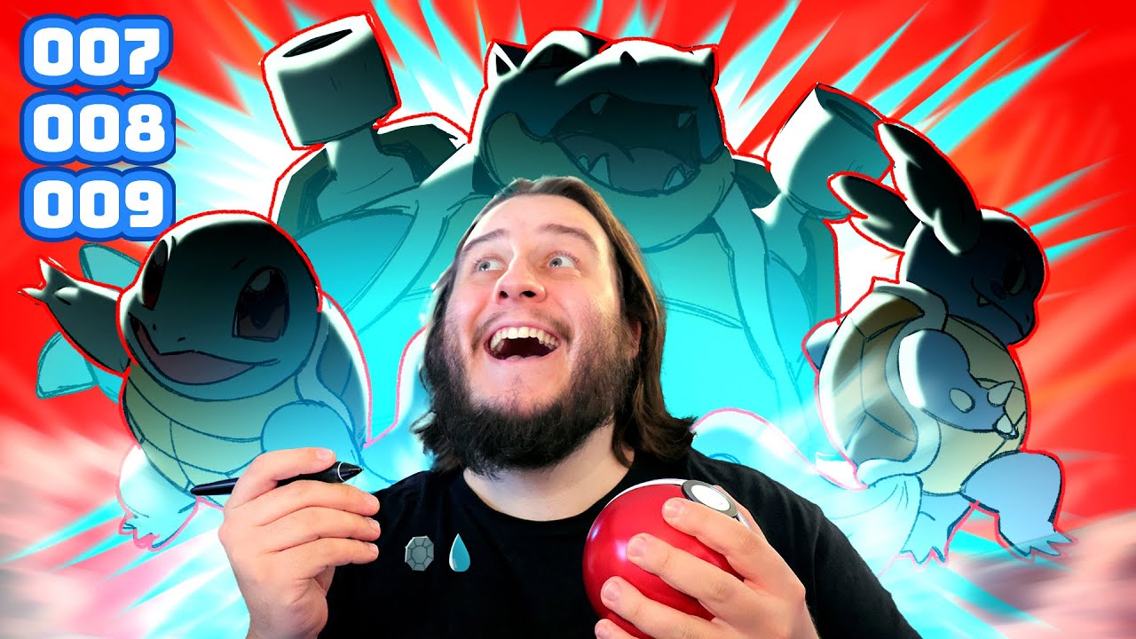 FUI CERTEIRO? Desenhando SQUIRTLE e suas evoluções DE CABEÇA! Pokémon (007, 008, 009)