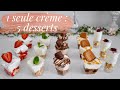 5 Verrines en 15 MIN AVEC 1 SEULE CRÈME 👌🏻Recette Facile et Rapide : Nutella, Fraise, Citron..