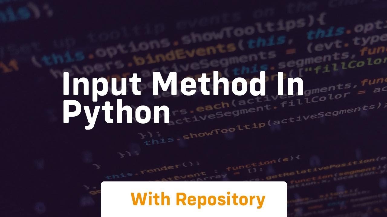 Input method in python - YouTube