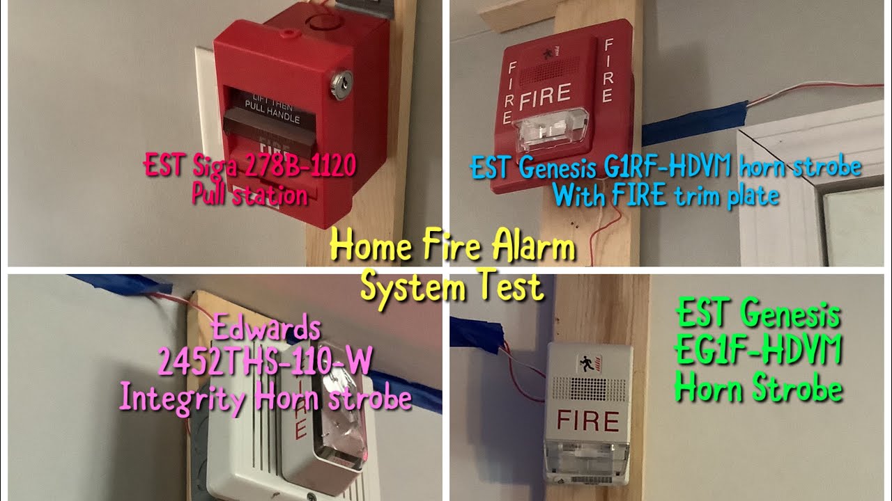 Home Fire Alarm System Test (EST Genesis horn strobes and EST integrity horn strobe)