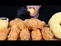 ASMR MUKBANG Fried Chicken Legs with Cheese Sauce & Donuts