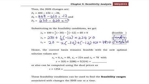 SMQ3043 A212 4.2 ALGEBRAIC SENSITIVITY ANALYSIS - Changes on the RHS (Part 2)