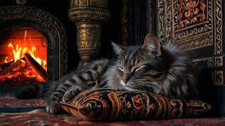 Gentle Purring Cat and Cozy Fire Sounds | Perfect Sleep ASMR