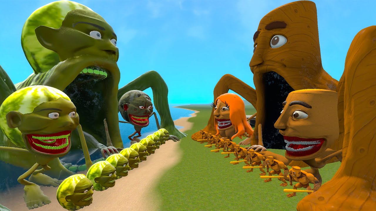 NEW ALL LIN GANG MELON SEA EATER FAMILY VS ALL TUNG TUNG TUNG SAHUR SEA EATER FAMILY In Garry's Mod!