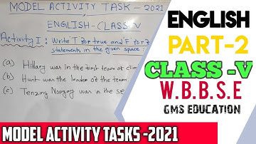 Class V English Model Activity Tasks 2021 Answer | Part 2 | WBBSE Model Activity Task | @WBBSE