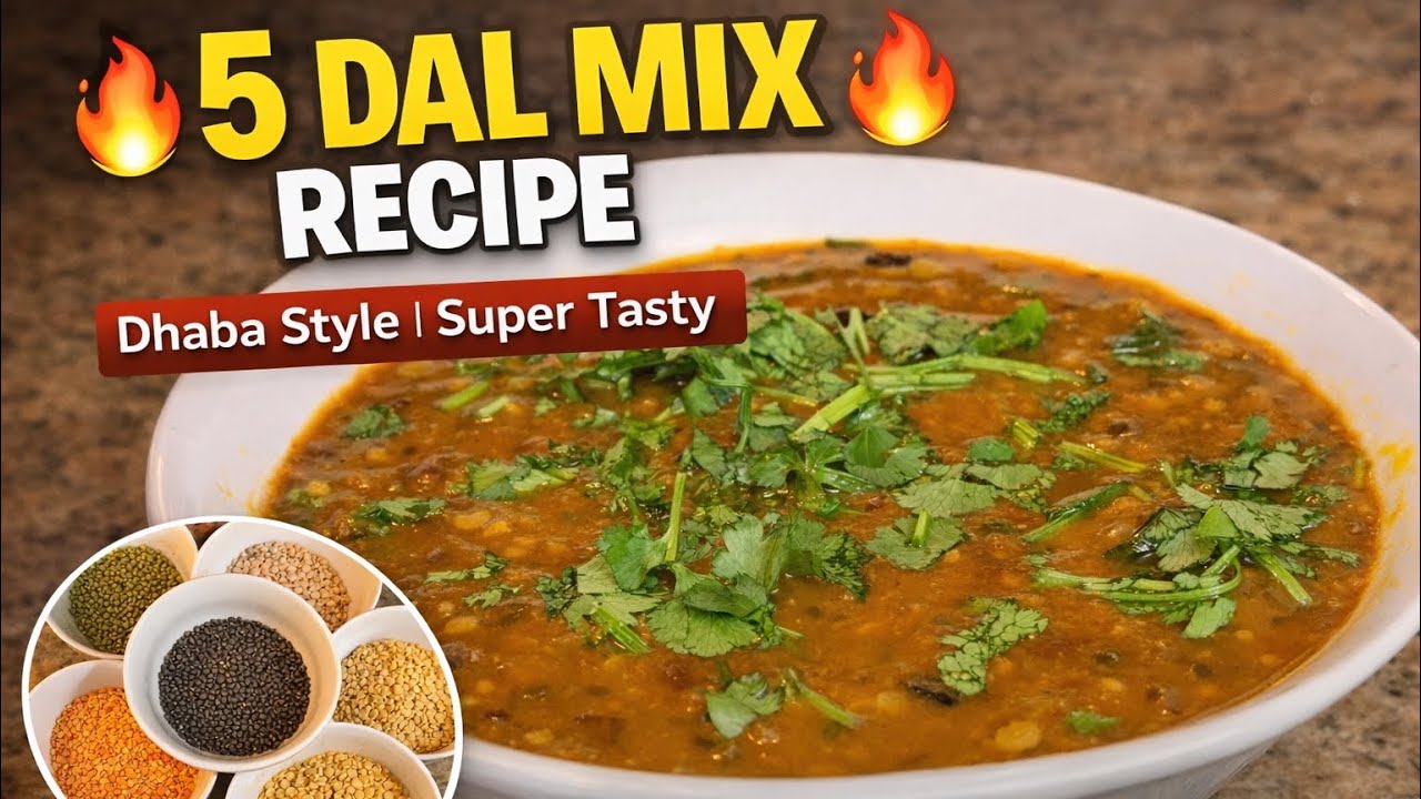 Mix Dal Recipe | Dhaba Style 5 Dal Mix Tadka | Easy Indian Dal