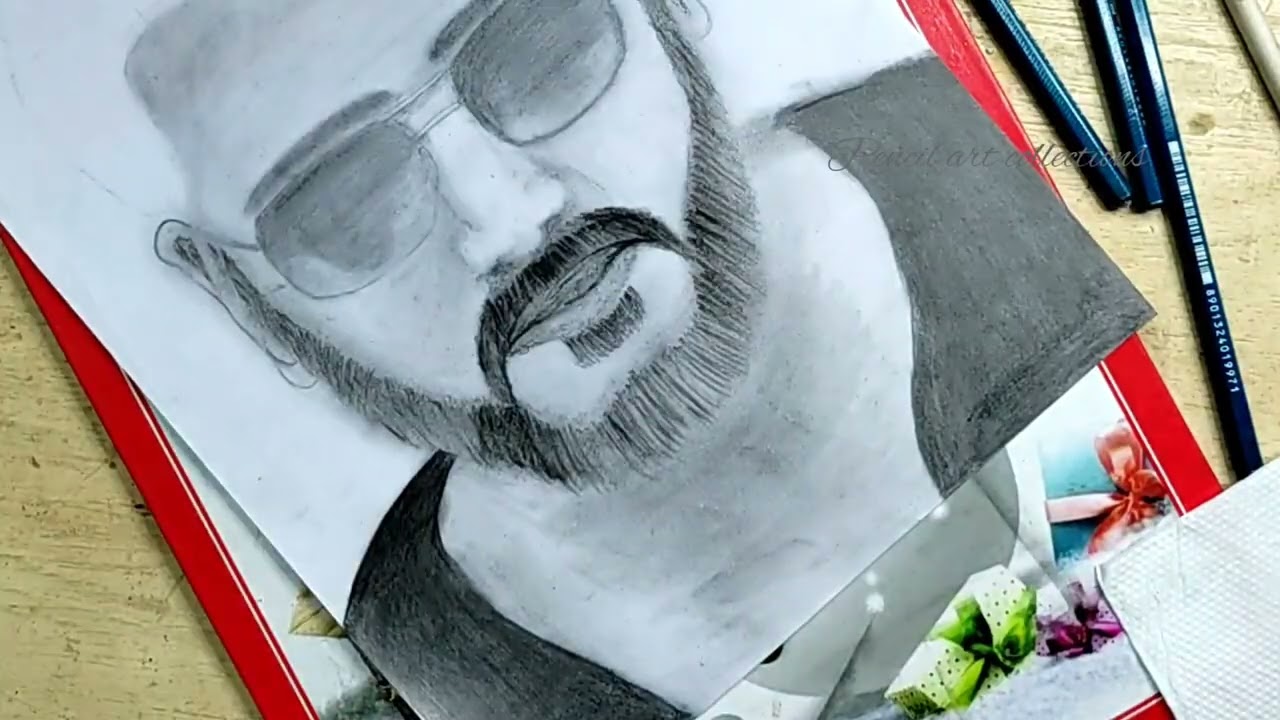 Ajith kumar potrait drawing using grid method step by step / Pencil art collections 