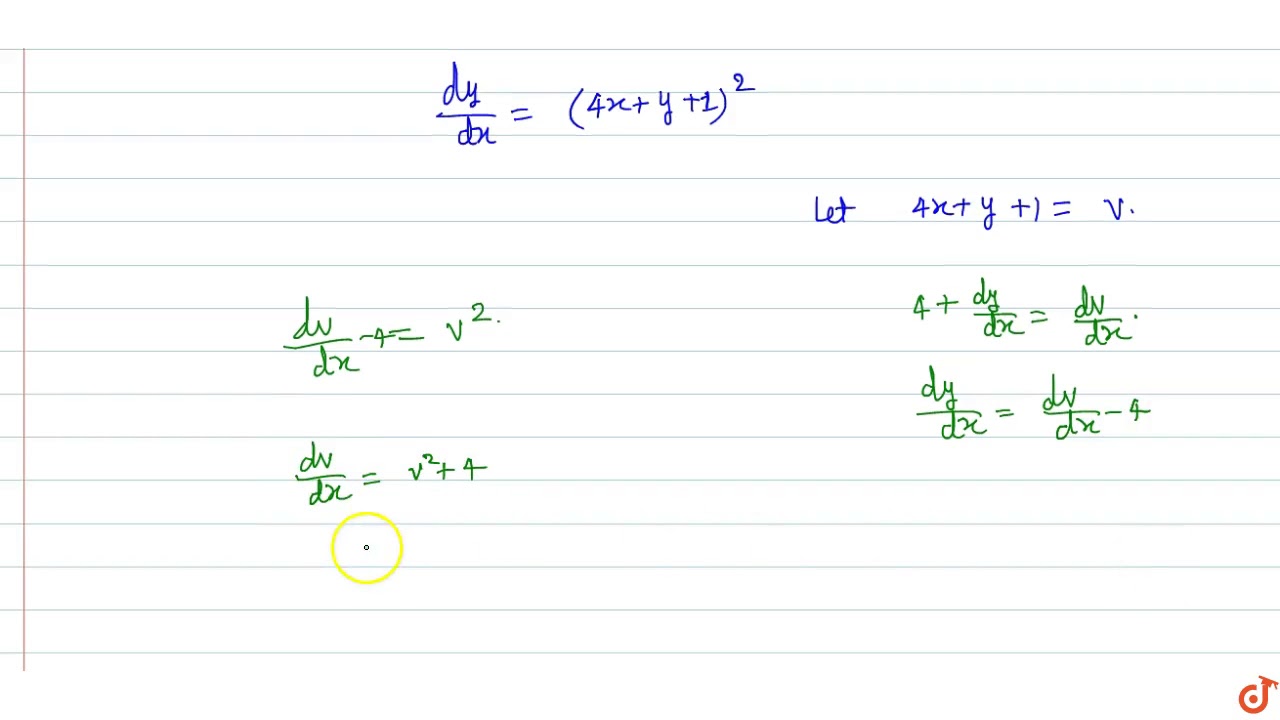 Dy Dx 4x Y 1 2 Youtube