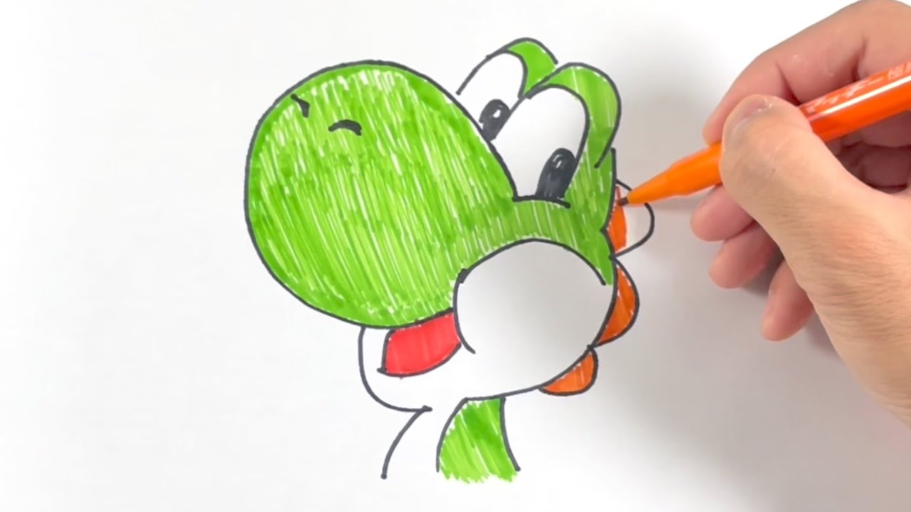 簡単 ヨッシーゆっくり描き方 マリオ描いてみた How To Draw Yoshi Mario Youtube