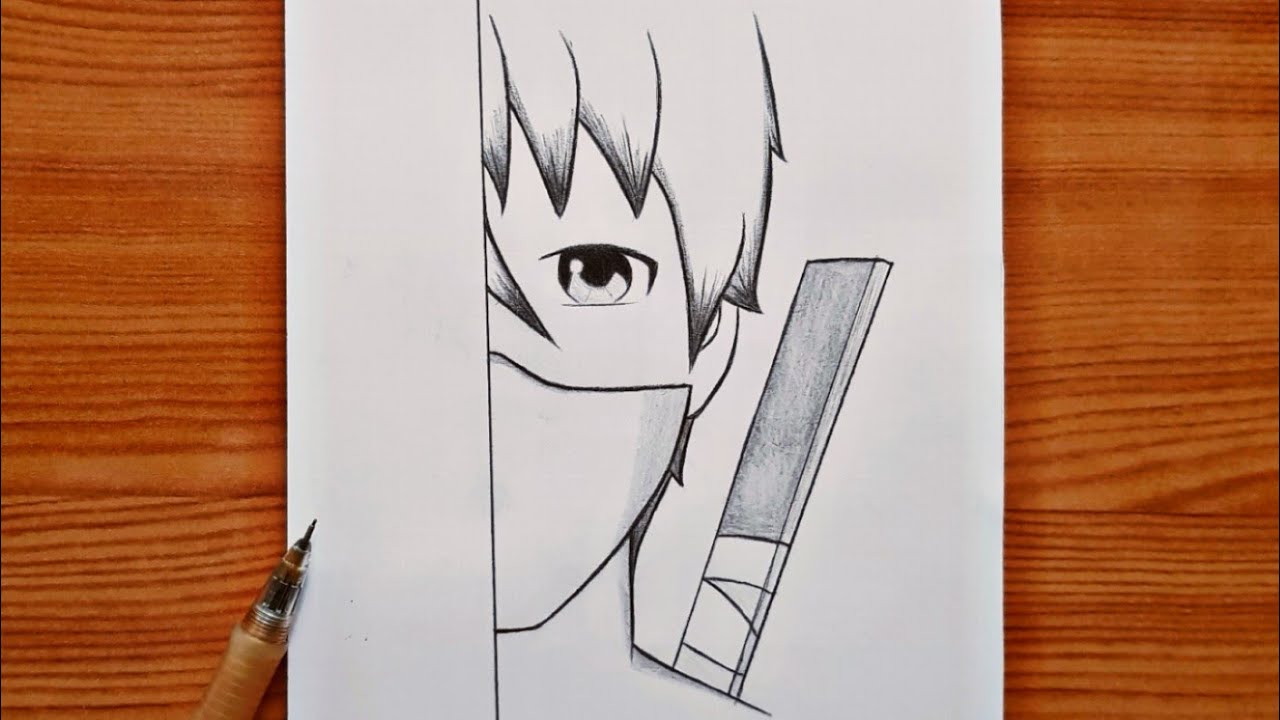 How to draw a Anime Boy with Mask, Pencil sketch for beginner, Easy  drawing, Boy drawing, #Boydrawing #Pencildrawing #Easydrawing #drawing, By Drawingneelu