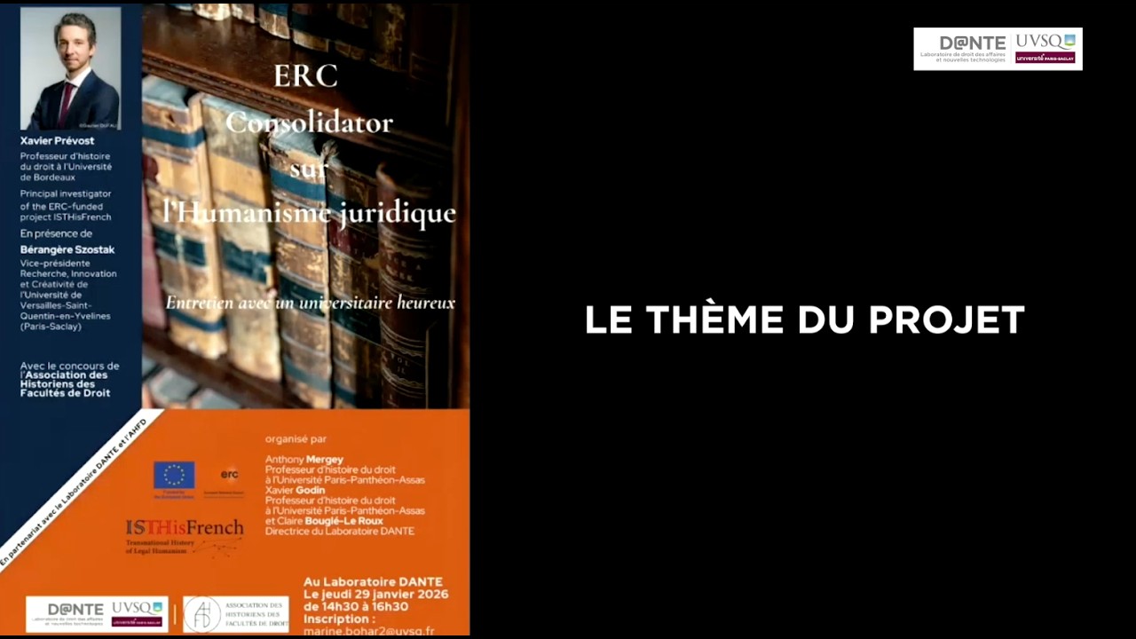 ERC Consolidator sur l'Humanisme juridique : le thème du projet