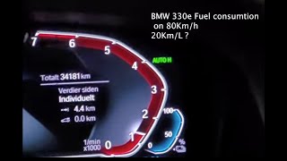 BMW 330e G20 Fuel Consumption on 80 Km/h