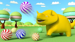 Aprende as cores & números - Dino joga bolinhas de gude e aprende cores e números