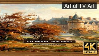 Golden Autumn Mist over French Chateau Vineyards #FrameTVArt #Shorts