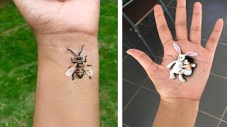 3D paintings on left hand