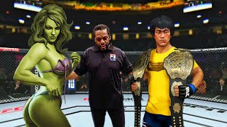 🔥Crazy Fight🐉She Hulk vs. Bruce Lee - EA Sports UFC 4