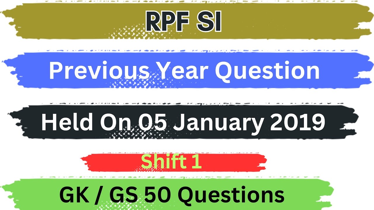 RPF SI SAMPLE PAPER 2024 | RPF SI GK GS SAMPLE PAPER | RPF GK GS 2024 | RAILWAY RPF SI GK GS 2024
