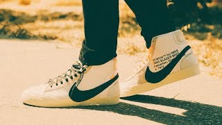 off white blazer mid on feet