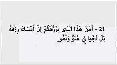 مقطع من سورة الملك الآيات ١٩-٢٠-٢١-٢٢-٢٣-٢٤-٢٥-٢٦.