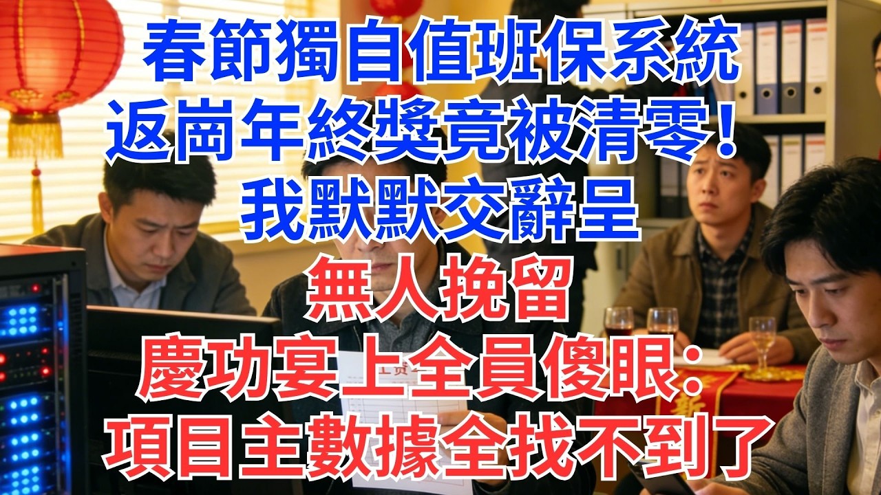 春節留守維護系統穩定，開工發現年終獎直接歸零！我安靜遞出辭呈，沒人多說一句…直到慶功宴當天，全公司找不到專案核心資料在哪！#為人處世#生活經驗#情感故事#职场