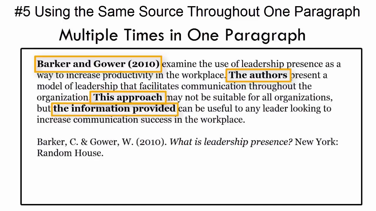 In-Text Citations: Mistake #5--Citing the Same Source Multiple Times in One  Paragraph 