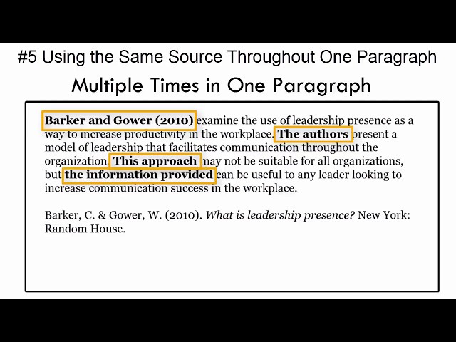 In-Text Citations: Mistake #5--Citing the Same Source Multiple Times in One  Paragraph 