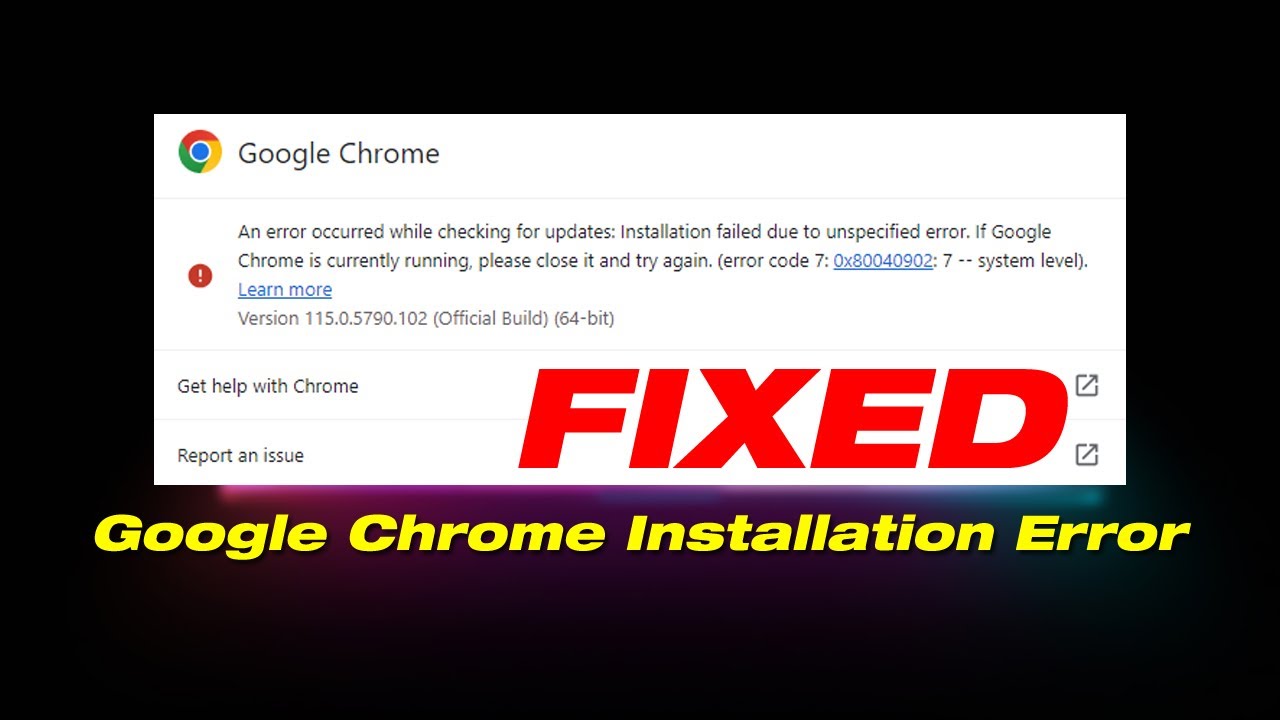 今質問してる方でしめきり Installation Failed Due To Unspecified Error | Fix Google