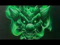 Airbrushing An Evil Clown Within Green Real Fire