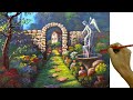 Acrylic Landscape Painting in Time-lapse / Angel Statue in the Garden / JM Lisondra