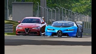 Alfa Romeo Giulia Quadrifoglio vs Bugatti Vision Gran Turismo - Monza Alfa Romeo Vs Bugatti