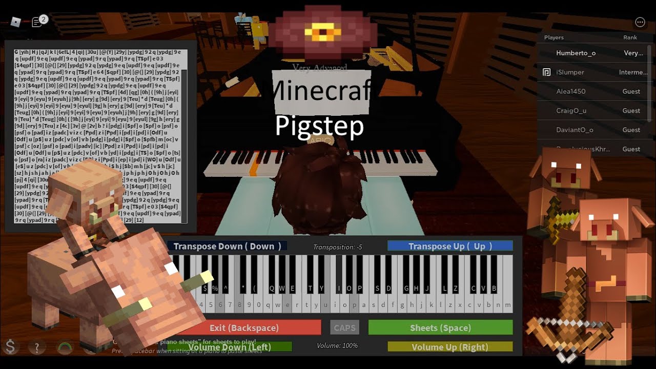 Roblox Piano Pigstep By Lena Raine Minecraft Youtube - roblox piano sheets trello