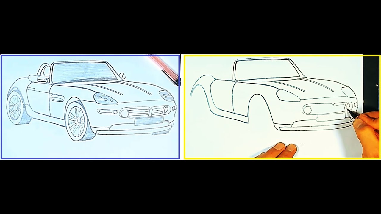 تعلم رسم سيارة بخطوات بسيطة !! Learn to draw a car in simple steps 