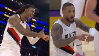 Ja Morant and Damian Lillard hit Dame Time celly after his dagger 3 vs Lakers