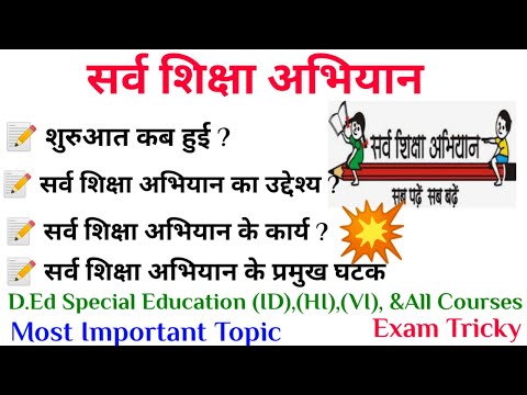 सर्व शिक्षा अभियान 2000-01 || Sarva Shiksha abhiyan || (SSA) D.Ed Special Education || Common Topic