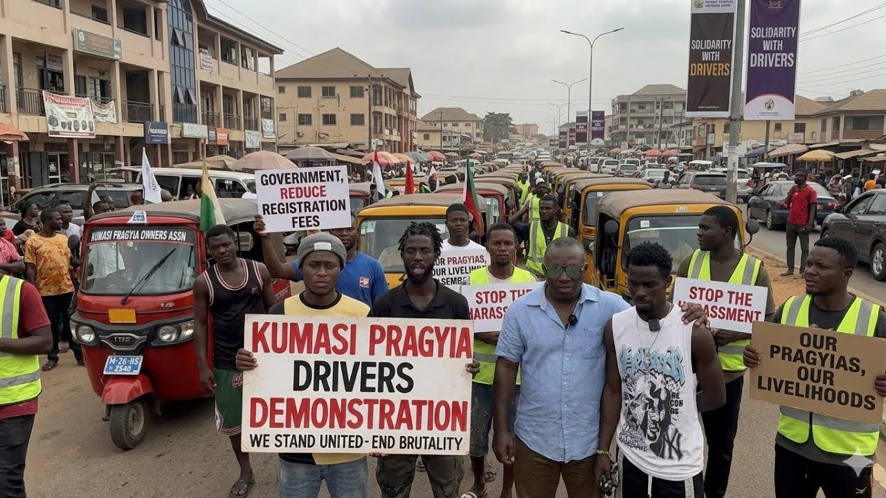 Break!ng news..!!Kumasi Pragia drivers cr!e hard to the Ghana police 👮..please help us