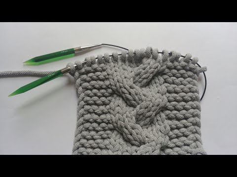 Warkocz na drutach - sznurek bawełniany. Knitting braid. Braid stitch