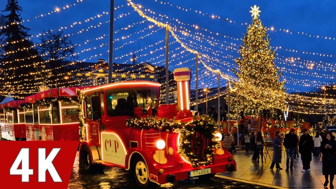Рождественский Новогодний Вильнюс 2025. Вечерняя прогулка 4K. Рождественский гайд #vilnius