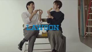 Hidetoshi Nishijima and Yuko Takeuchi,  "two people in the golden chicken bench" commercial