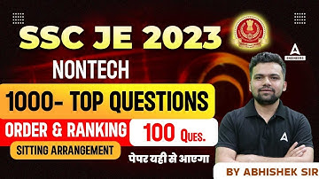 SSC JE Reasoning Classes | Order Ranking Reasoning | Sitting Arrangement (100 Ques.)| All Branches