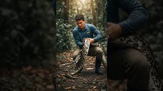 PYTHON CATCH by man. #tiktok #snake #viral #shorts #wildlife #explore #forest #paython