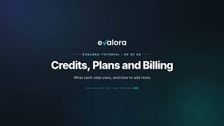 Evalora Tutorial 08 - Credits, Plans and Billing