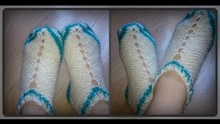 домашние следочки - тапочки детские, вязание спицами домашние следочки - тапочки детские, вязание спицами