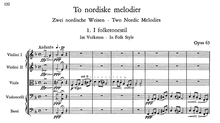 Edvard Grieg Two Nordic Melodies for the String Or...