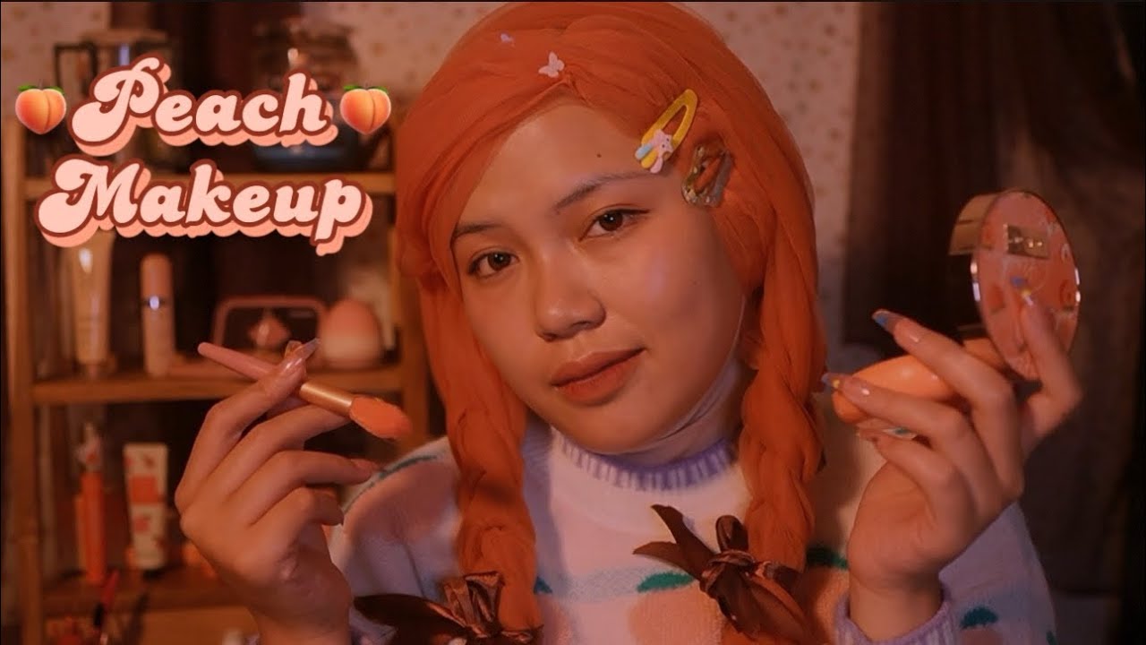 [ASMR] 🍑 Персиковый макияж 🍑 на тебе (многослойные звуки, шепот, расслабляющая музыка) Делаем макияж