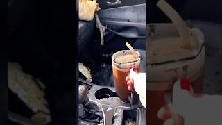 Woman's Stanley cup survives car fire with ice!!! #youtubeshorts #shorts #short #crazy #viral #fyp