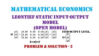 Famous Leontief Input-Output Model - Problem and Solution 2 Profile