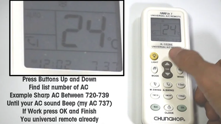 Setting Universal Remote Control AC Chunghop K 1028E setup first time - DayDayNews