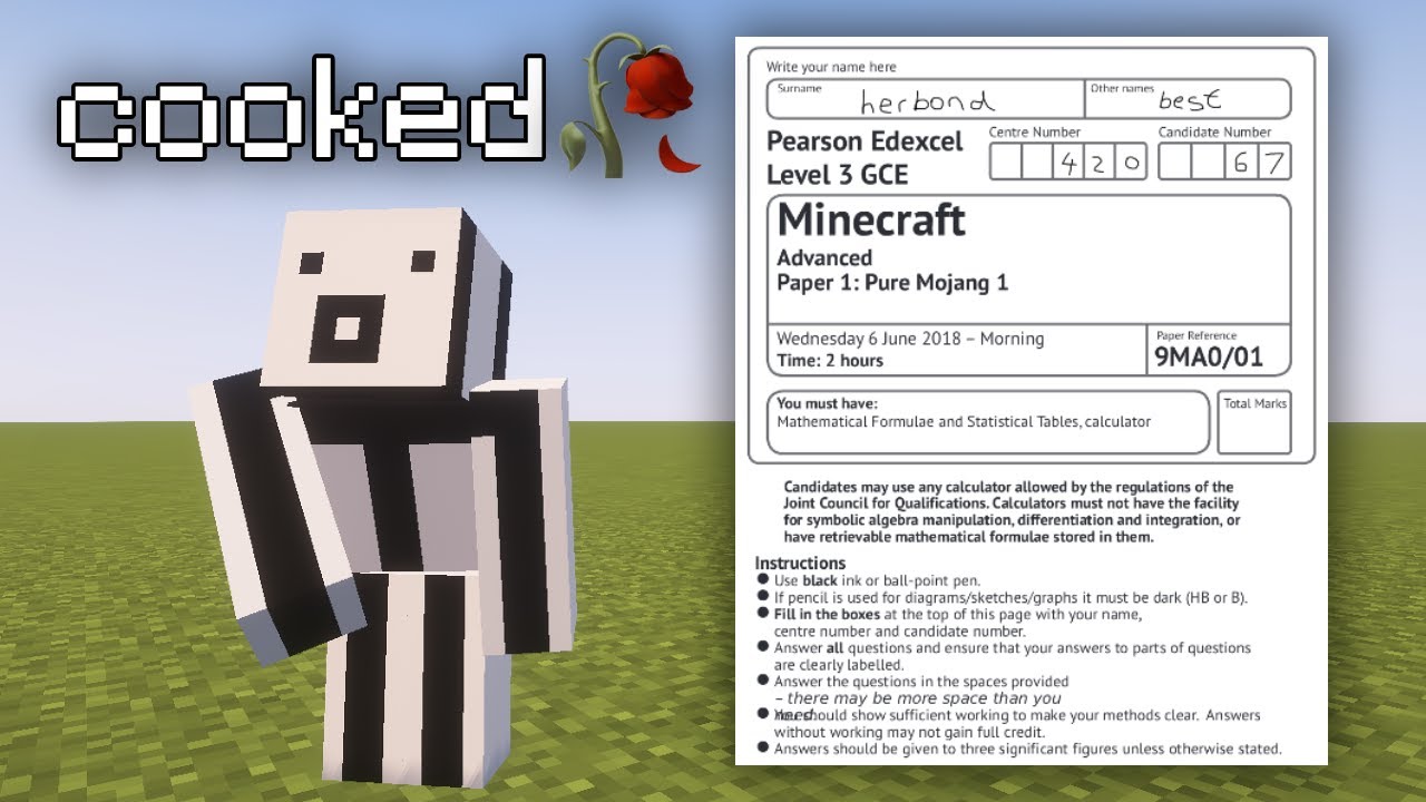 Minecraft Examination I Took an A-level Minecraft Exam... It Was Brutal - YouTube