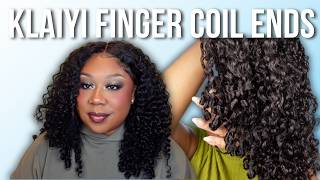 7x5 Curly Hair With Finger Coiled Ends| Curly Wig Glueless Install Review Ft. Klaiyihair
