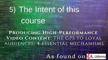 5) The Intent of this course